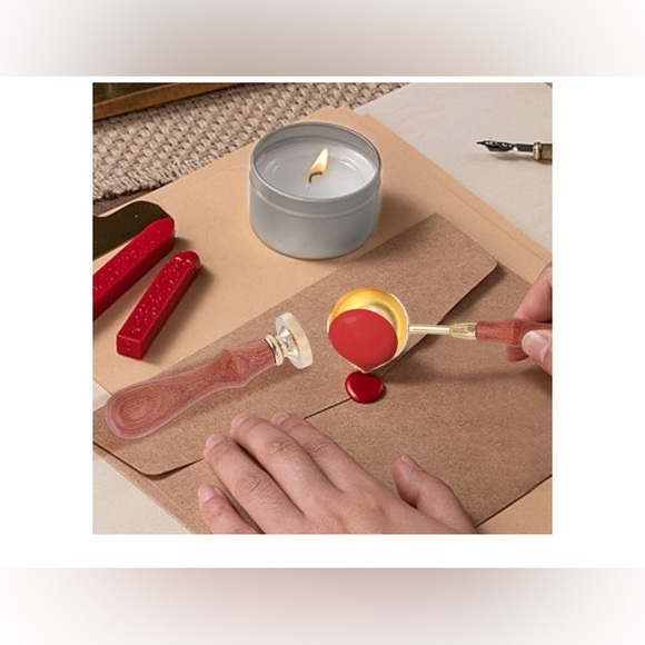 Elegant Wax Seal Kit with Gold Stamp and Tealight Candles - Picture 6 of 7